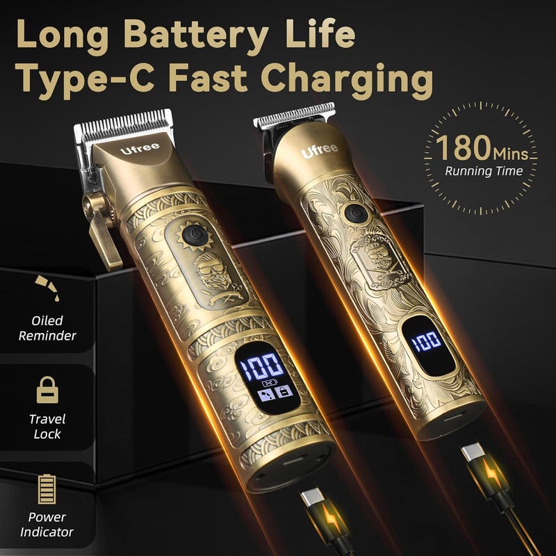 UFREE Hair Clippers for Men Professional with Beard Trimmer, Barber Clippers and Trimmers Set, Electric Razor Shavers for Men, Cordless Mens Grooming Kit for Nose, Face, Hair, Gifts - Image 3